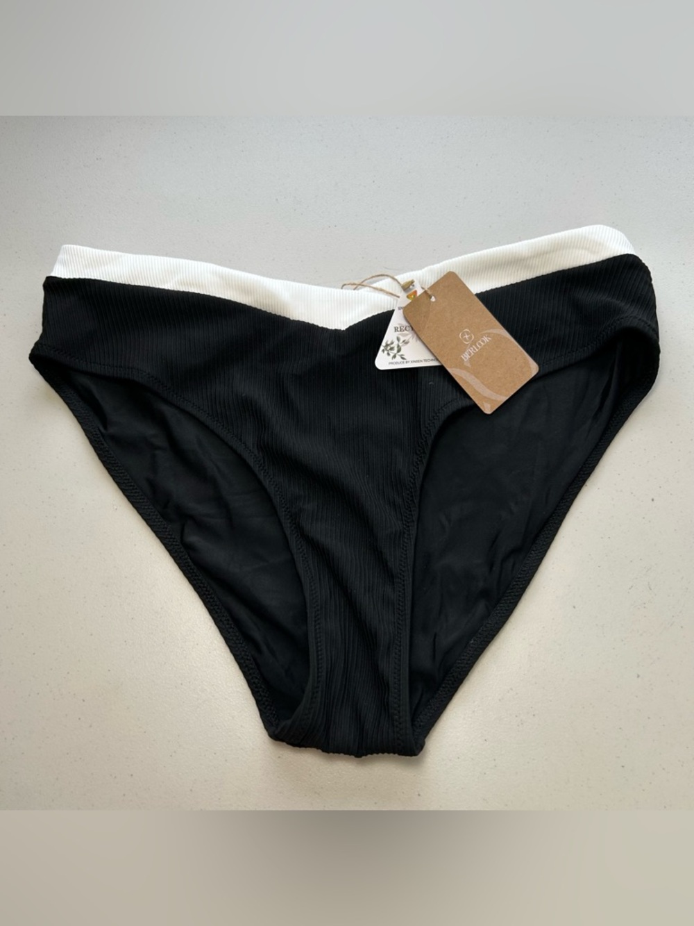 Berlook Bikini Bottom V Cut XL Black Full Coverage Swimwear